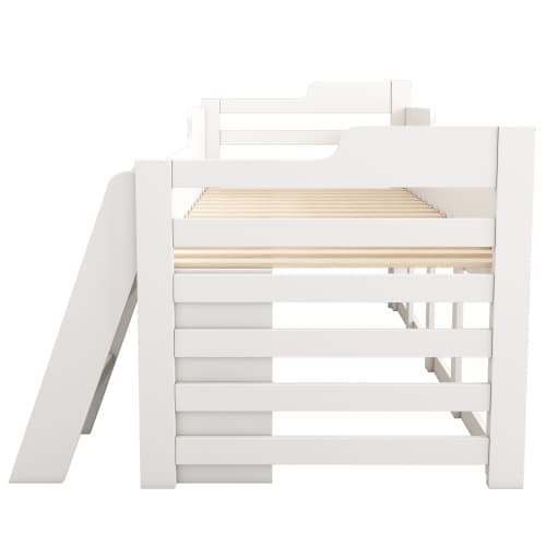 Children's White Mid Sleeper Bed with Drawers & Shelves - image 1