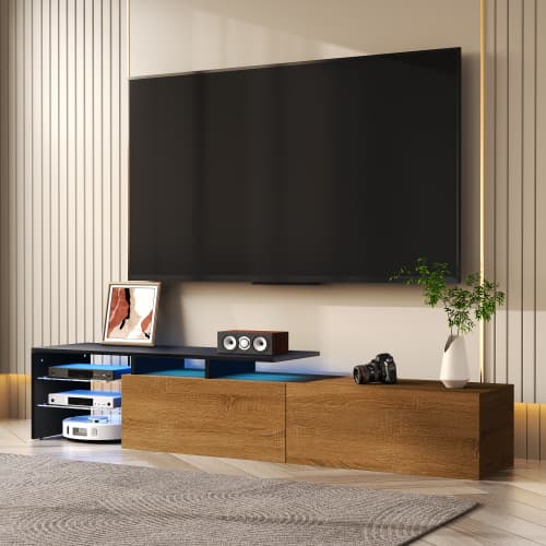 Contemporary TV Unit with LED Ambient Lighting & Storage - image 8