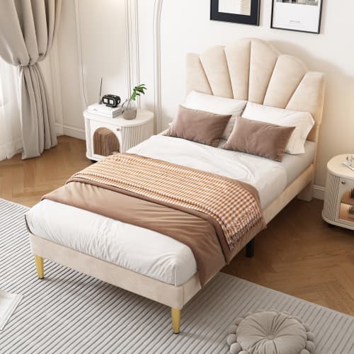 Transform Your Bedroom with this Velvet Shell Single Bed - image 2