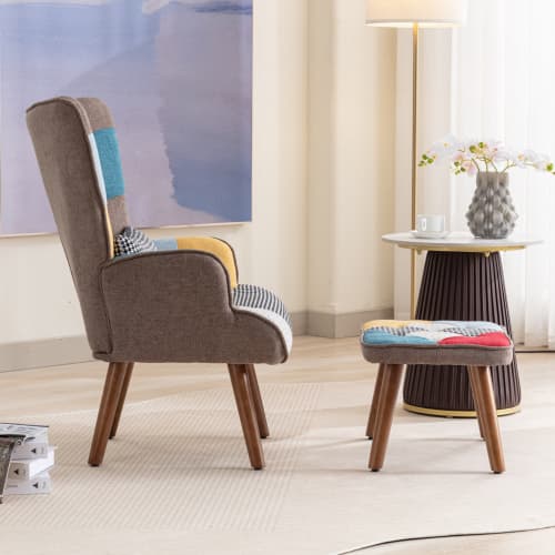 Multi-Colour Lounge Chair & Matching Ottoman Set - image 8