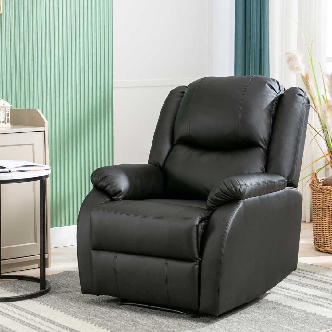 Adjustable Recliner Armchair in Black PU Leather - image 16