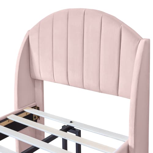 Upholstered Single Bed in Pink Velvet (3ft / 90x190cm) - image 3