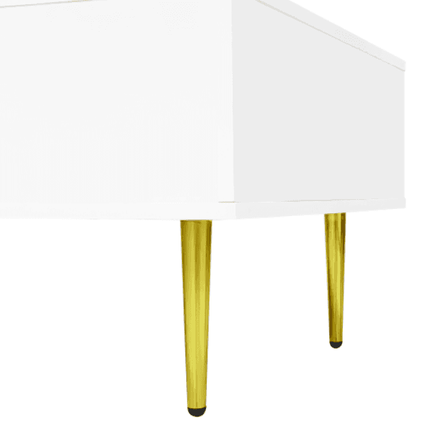 Modern High Gloss White Coffee Table with Gold Accents - image 7