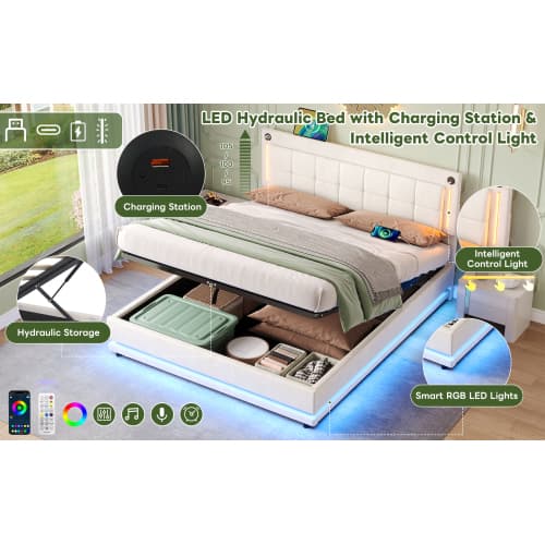 Smart LED Bed with Storage, Lights & USB Charging - image 6
