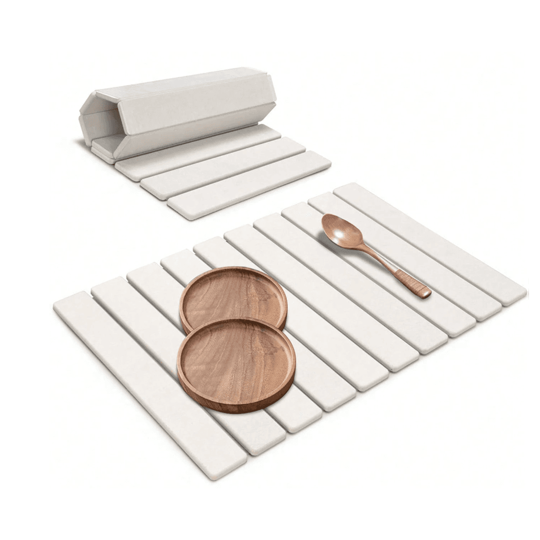 White Foldable Diatomite Drying Mat for Effortless Kitchens - image 7