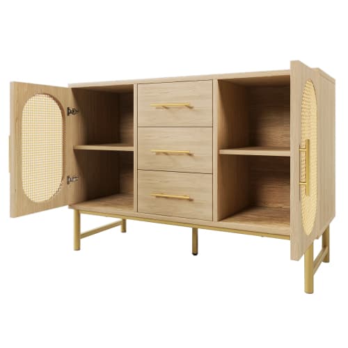 Oak Effect Rattan Sideboard with Ample Storage - image 14