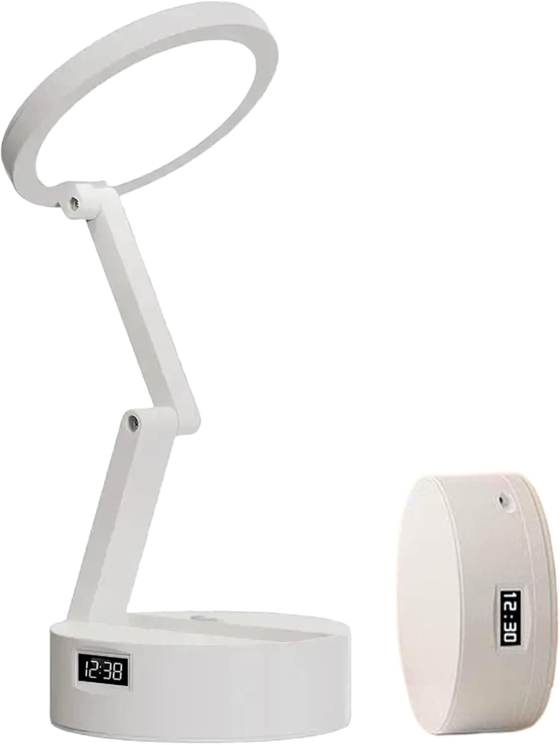 Rechargeable Foldable Desk Lamp with Built-In LED Clock - Default