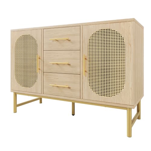 Oak Effect Rattan Sideboard with Ample Storage - image 11