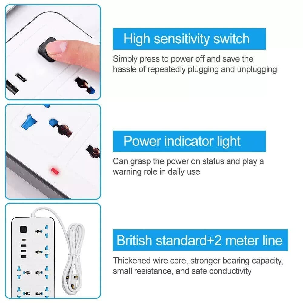All-in-One Charging Hub with 6 Sockets and Smart USB-C - image 1