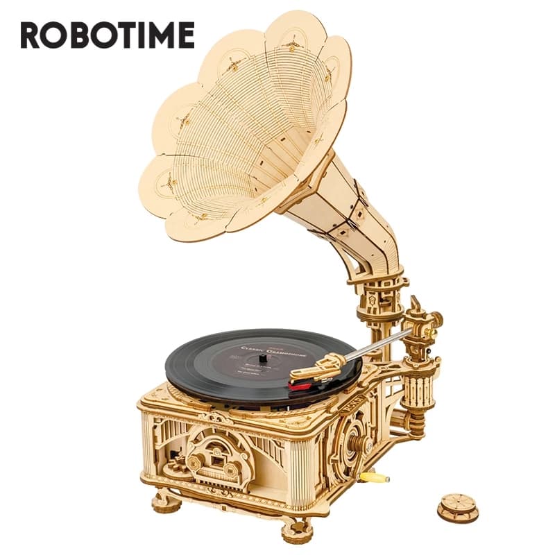 Classic Gramophone Wooden Model Kit (ROKR LKB01) - image 4