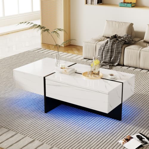 High-Gloss Coffee Table with App-Controlled LED Lighting