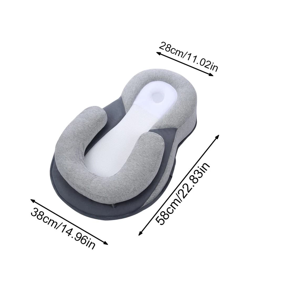 Supportive Wedge Pillow for Supervised Baby Comfort - 58x38x17cm