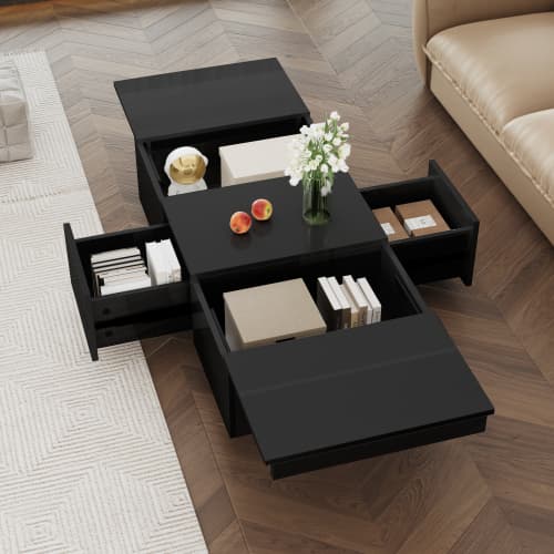 White High Gloss Coffee Table with Hidden Storage - image 15