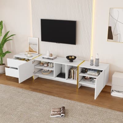 Modern White and Gold TV Stand for Screens up to 85 Inches - image 1