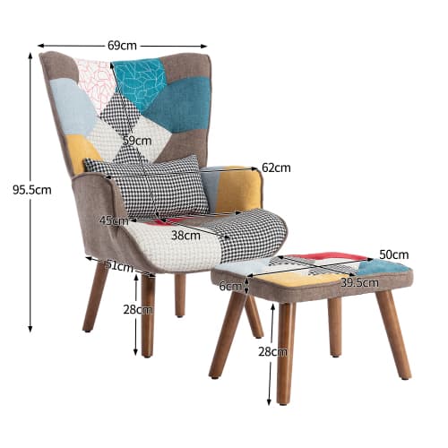 Multi-Colour Lounge Chair & Matching Ottoman Set - image 10