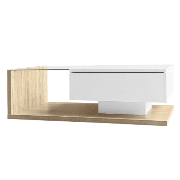 Modern Coffee Table with LED Lights, White High Gloss & Wood Finish - image 4