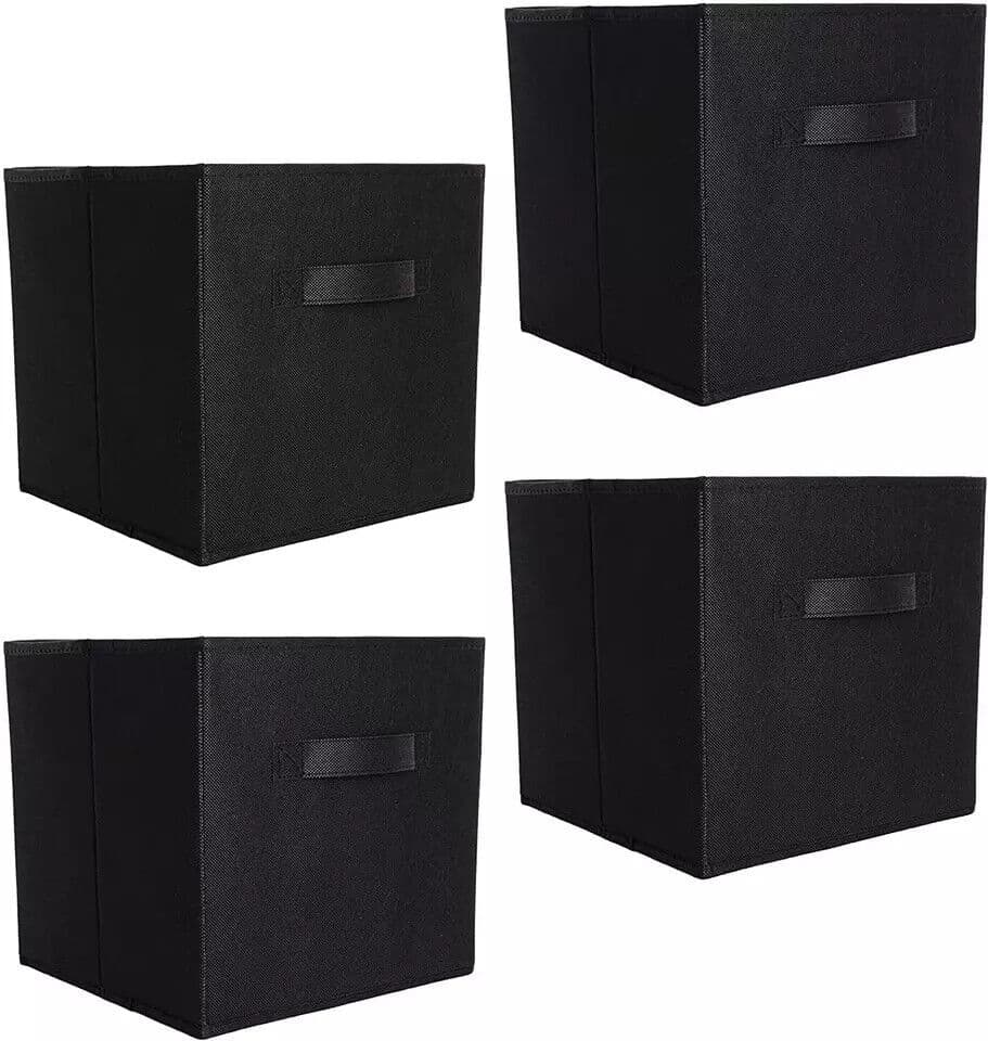Versatile & Collapsible Fabric Storage Boxes - Black