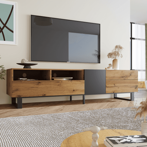 Modern TV Stand with Wood Grain Finish (180cm) - image 4