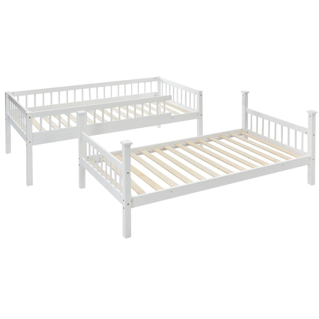 White Solid Pine Kids Bunk Bed with Storage Drawer & Shelf - image 1