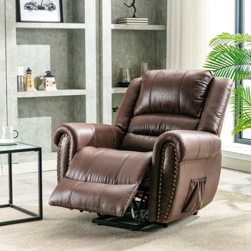 Large Faux Leather Power Lift Recliner with Massage & Heat - image 22