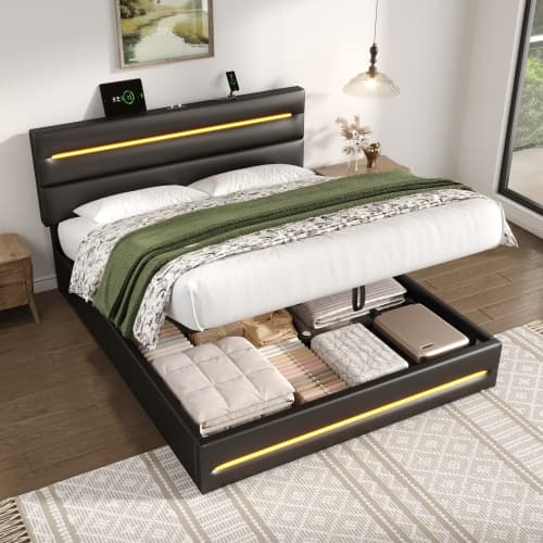 Smart King Size Ottoman Bed with LEDs, USB & Hydraulic Storage - image 15