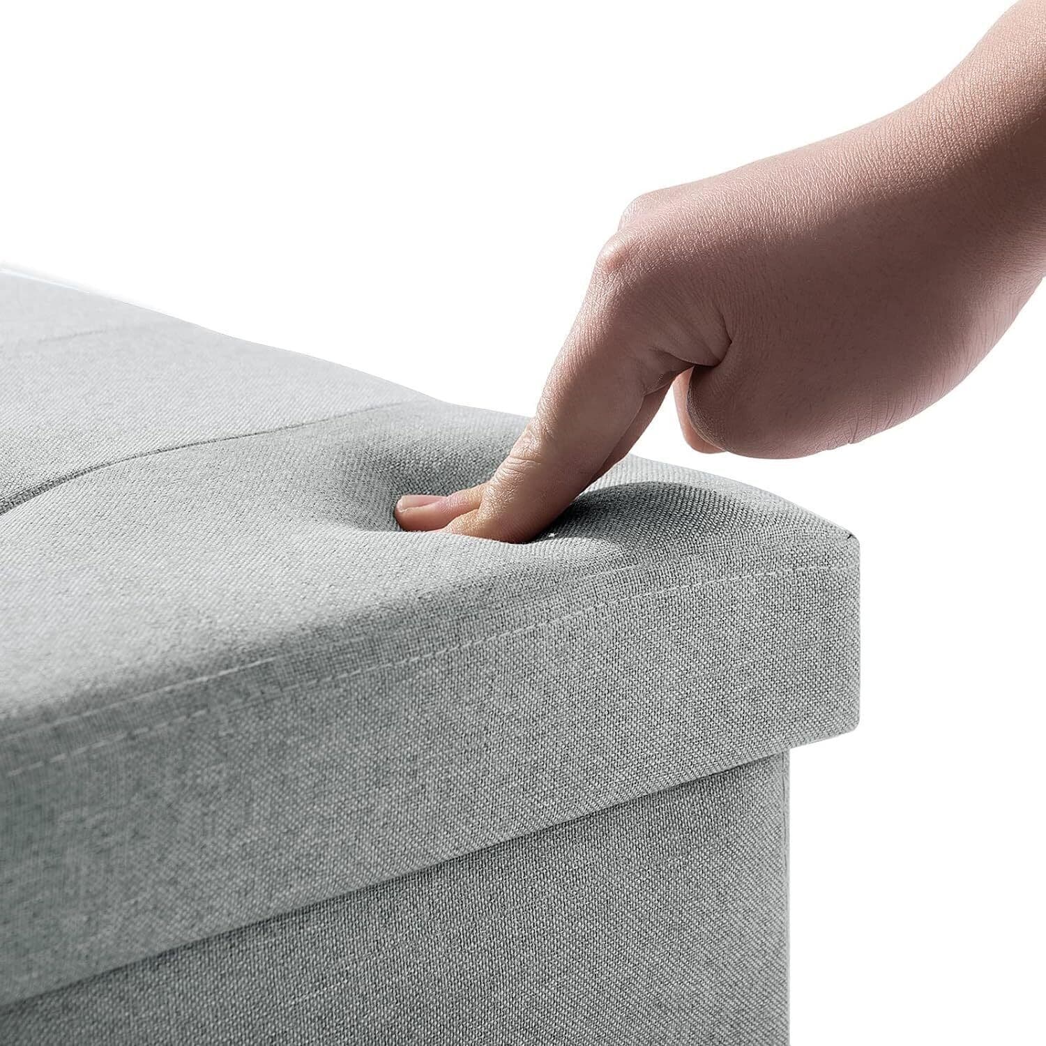 Foldable Grey Storage Ottoman and Bench — 76 cm Wide - image 10