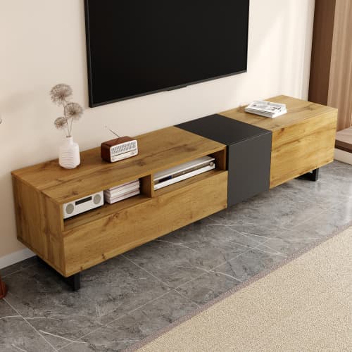 Industrial Style TV Stand, 170cm, in Wood and Grey - image 13