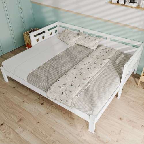 Single Wooden Day Bed with Pull-Out Trundle and Heart Design - image 12
