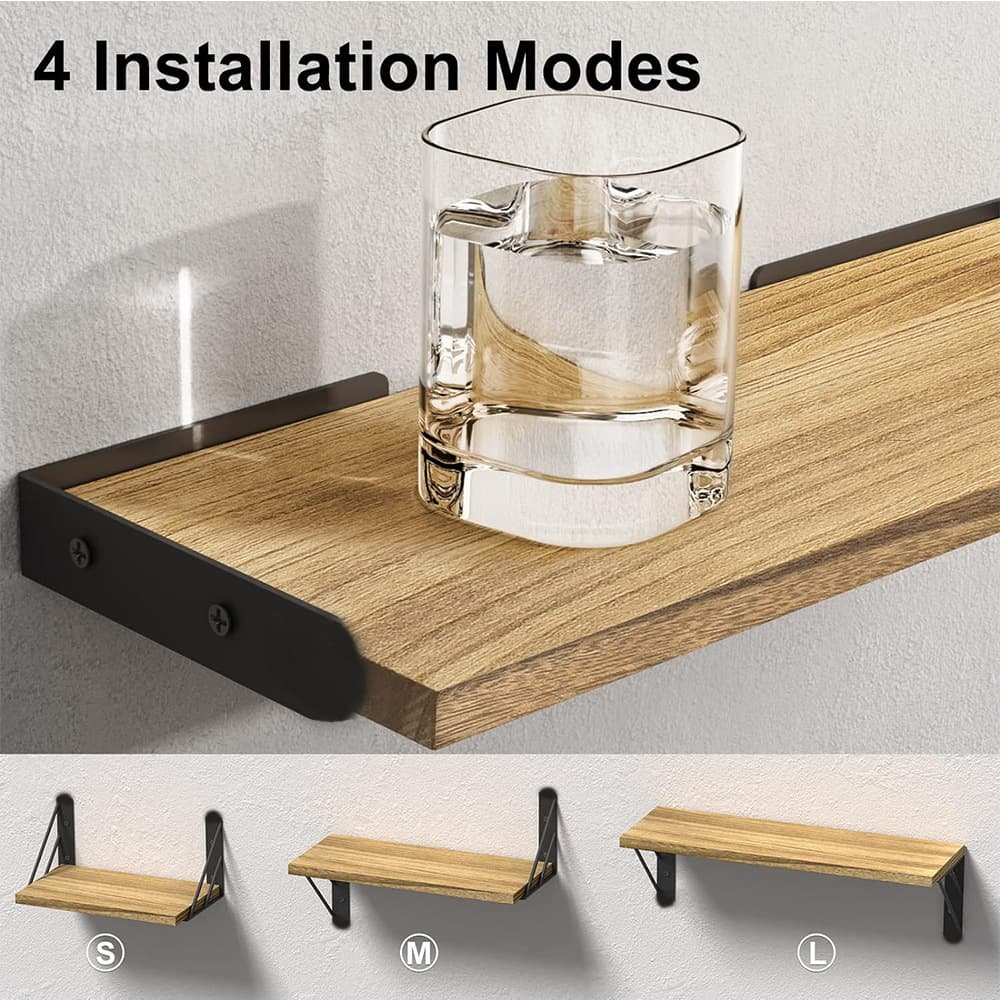 Three Rustic Floating Shelves in Warm Brown for Living Rooms and Bedrooms - image 9