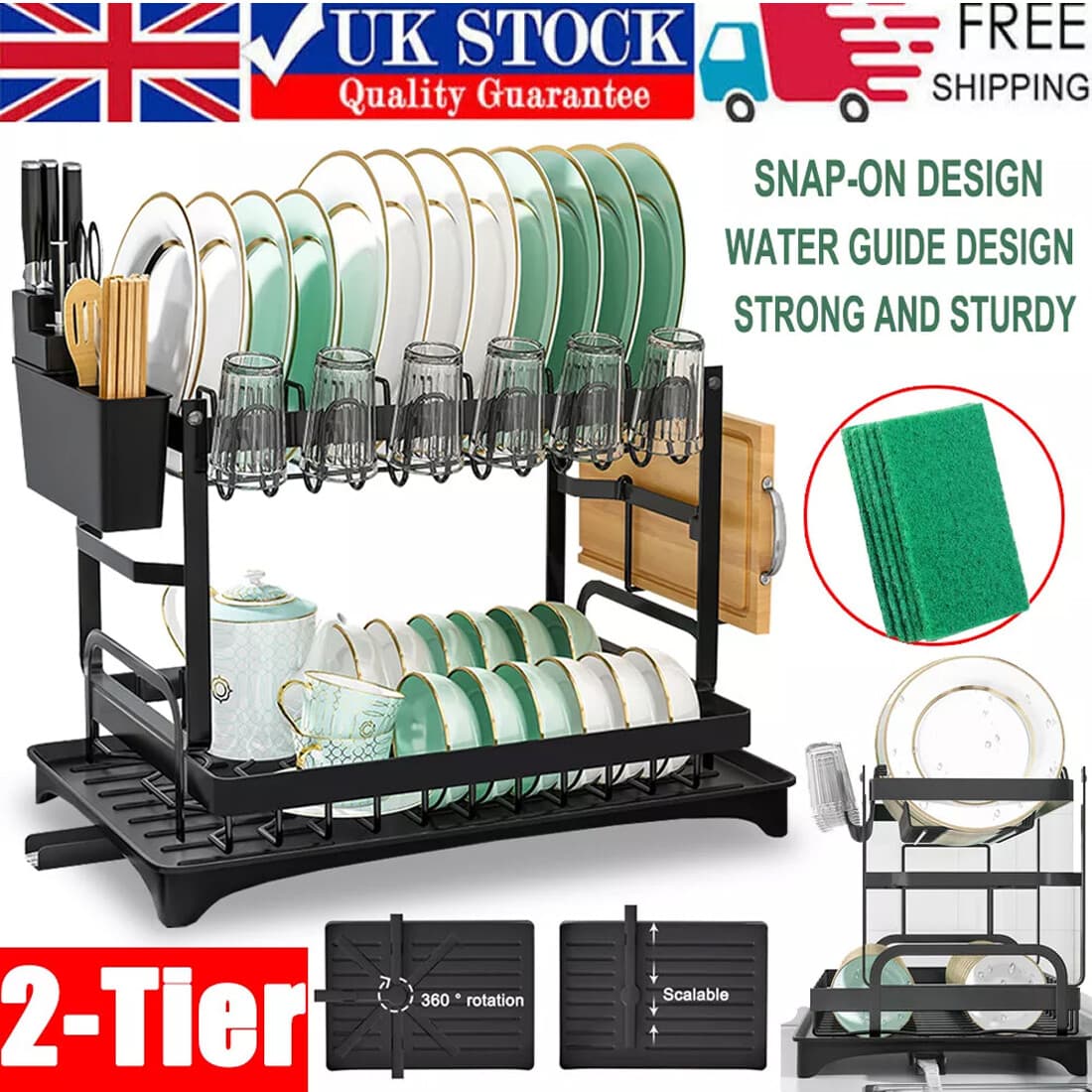 Transform Your Kitchen with this 2-Tier Black Dish Drainer - image 6
