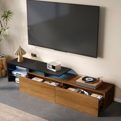 Contemporary TV Unit with LED Ambient Lighting & Storage - image 1