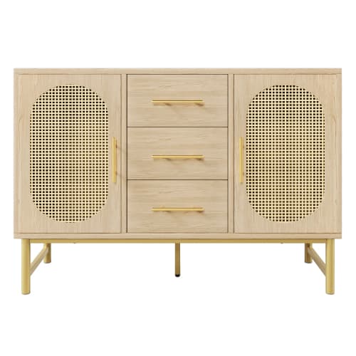 Oak Effect Rattan Sideboard with Ample Storage - image 16