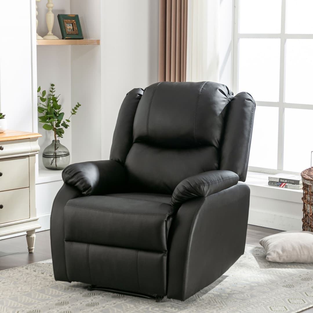 Adjustable Recliner Armchair in Black PU Leather - image 17