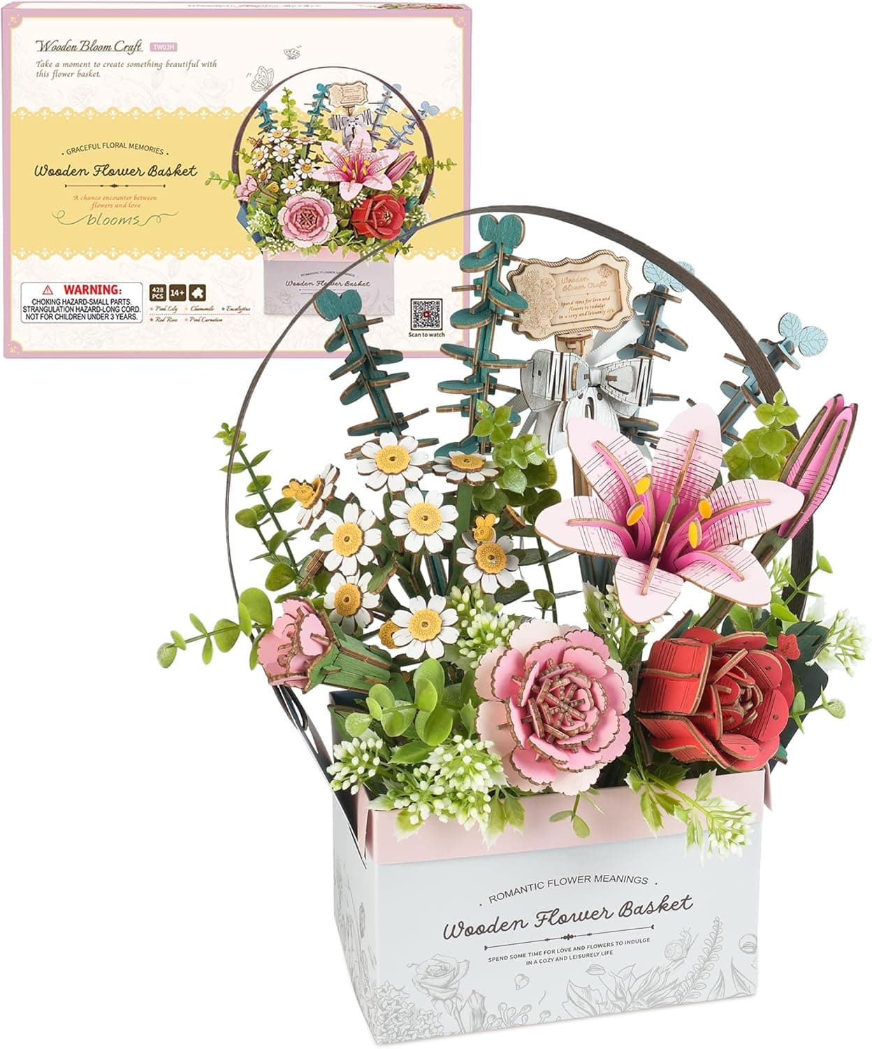 Transform Your Space with this 3D Wooden Flower Basket