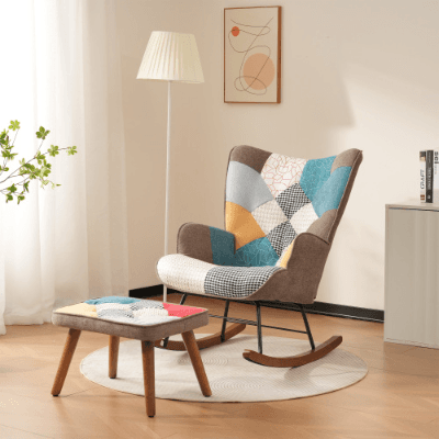 Relax in Style with a Vibrant Patchwork Rocking Chair
