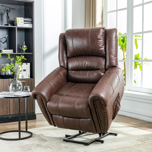 Large Faux Leather Power Lift Recliner with Massage & Heat - image 26