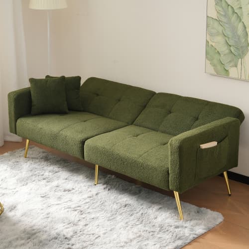 Chic 2 Seater Click Clack Sofa Bed with Side Pockets - image 42