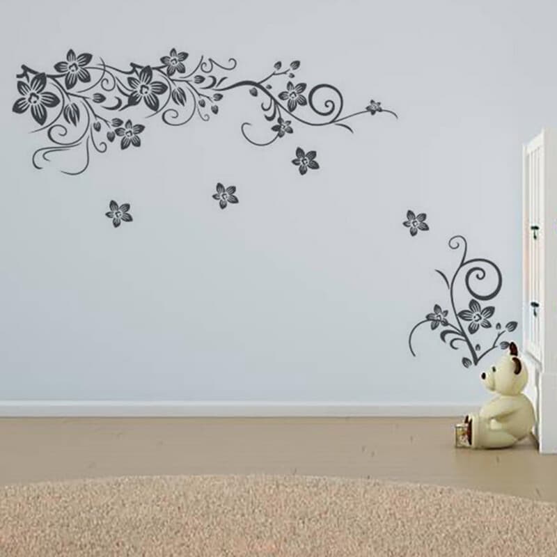 Peel-and-Stick Floral Vine Wall Decal in Charcoal Grey - image 3