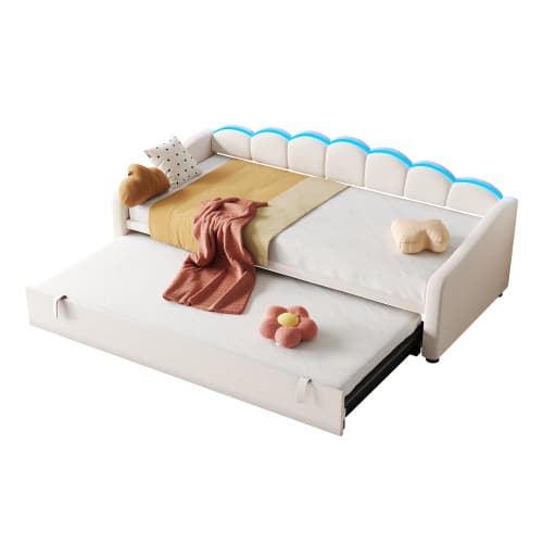 Transform Your Space with a Petal-Shaped LED Daybed - Beige