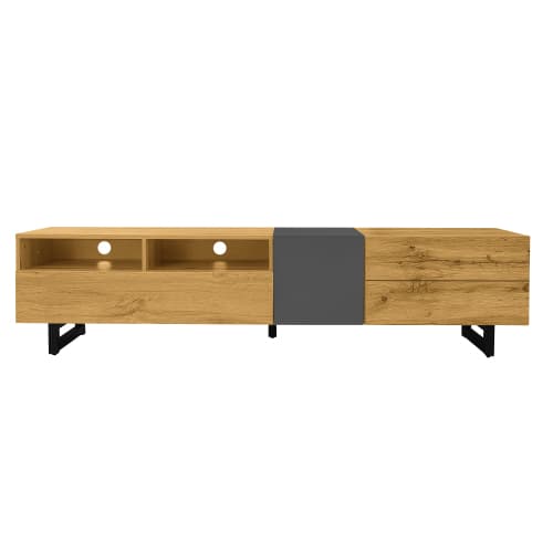 Industrial Style TV Stand, 170cm, in Wood and Grey - image 3