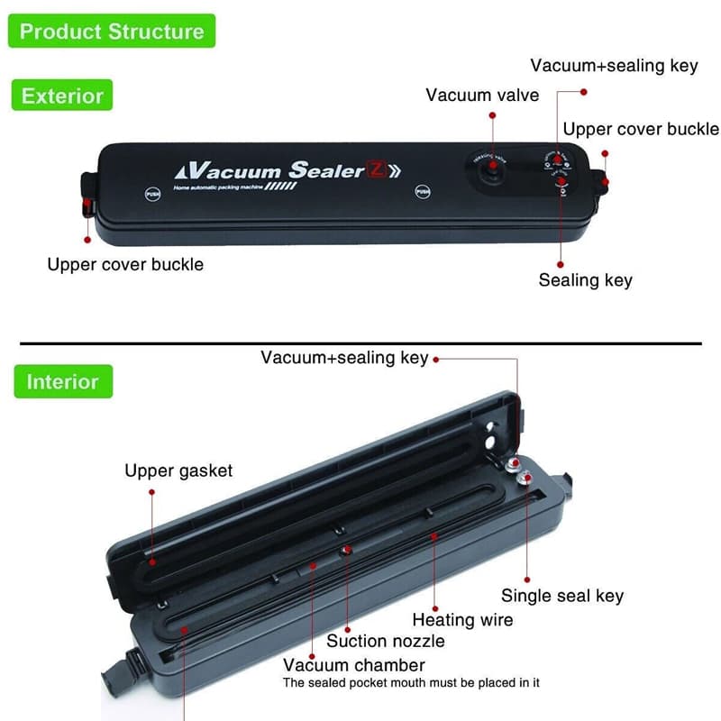 Vacuum Food Sealer – Automatic and Manual Modes with 60 Sealing Bags - image 19