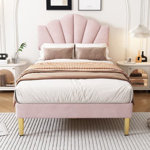 Transform Your Bedroom with this Velvet Shell Single Bed - image 1