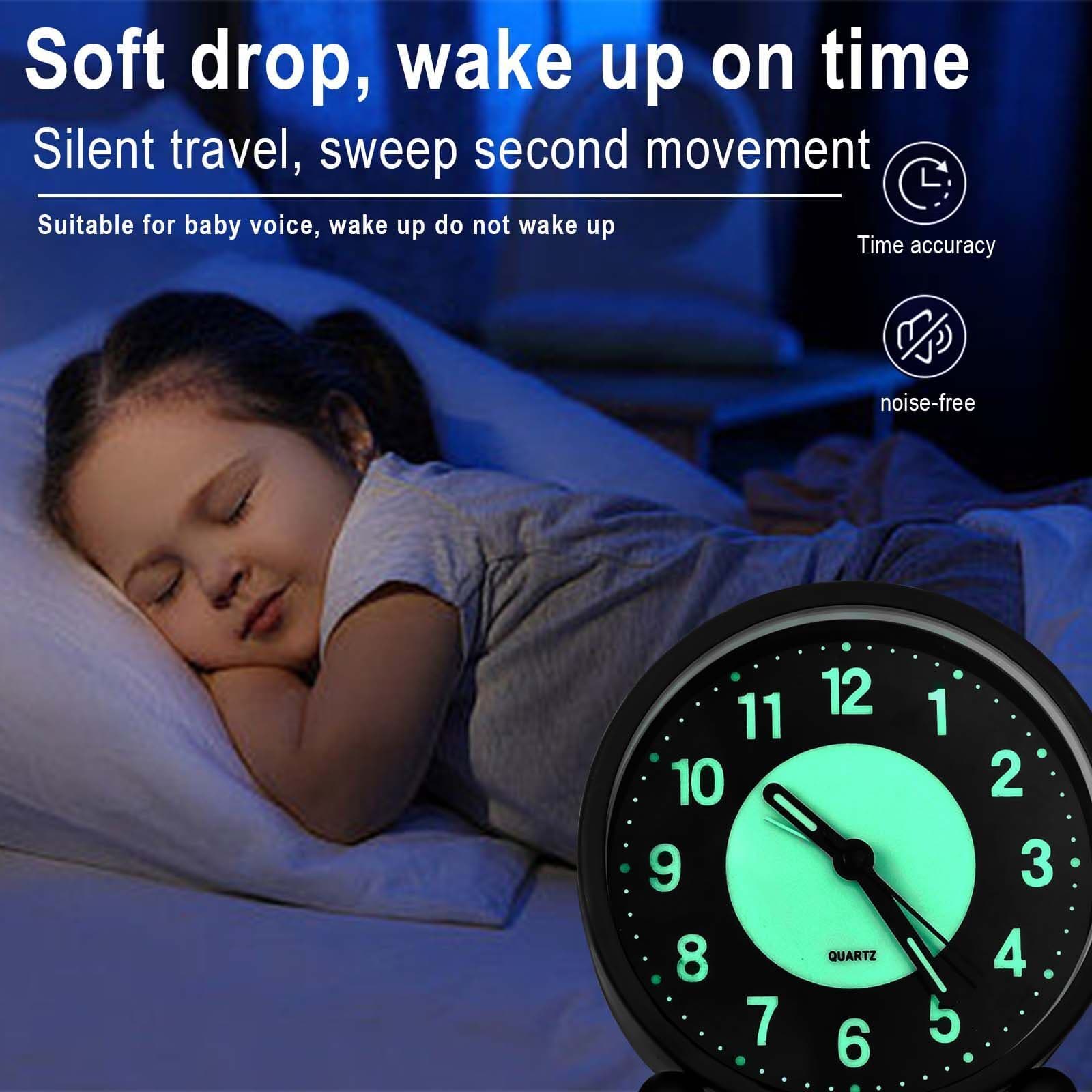 Non-Ticking Bedside Alarm Clock with Glow-in-the-Dark Dial - image 14