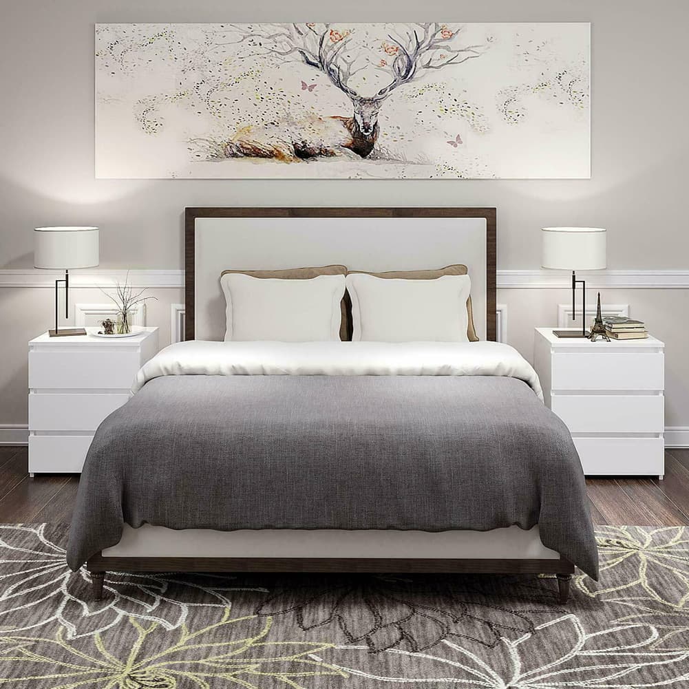 White Bedside Table with 3 Storage Drawers - image 12