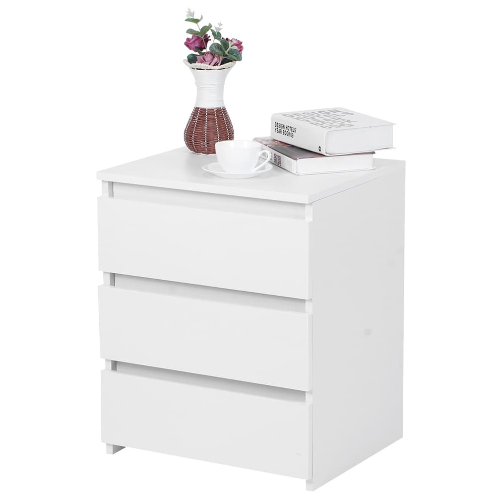 White Bedside Table with 3 Storage Drawers - image 8