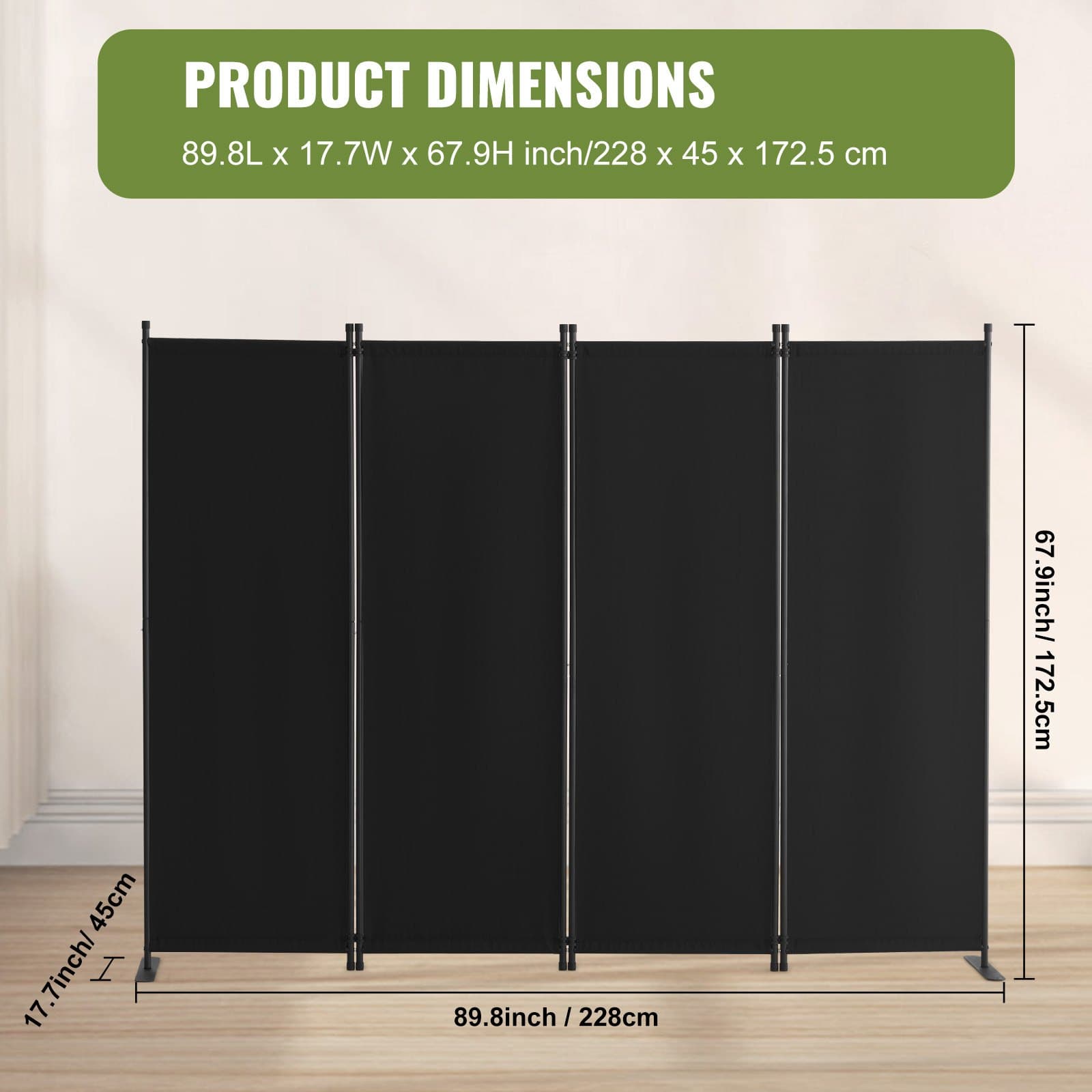 Sturdy 4-Panel Folding Privacy Screen - image 6
