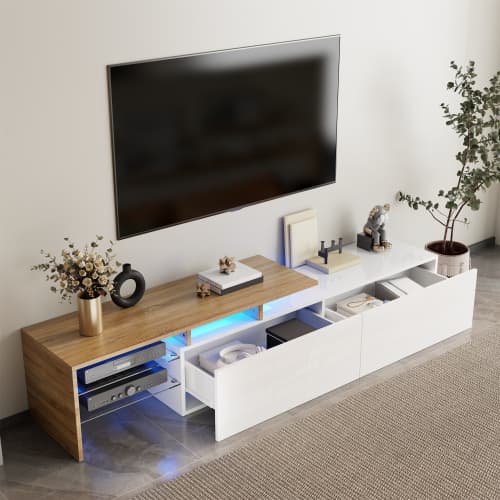Contemporary TV Unit with LED Ambient Lighting & Storage - image 14