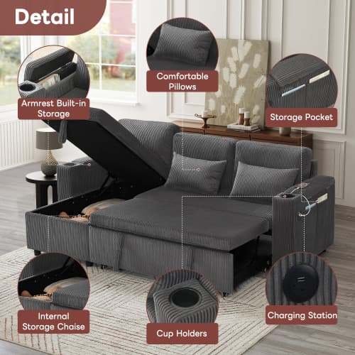 Transform Your Space with this Grey Corduroy Corner Sofa Bed - image 30