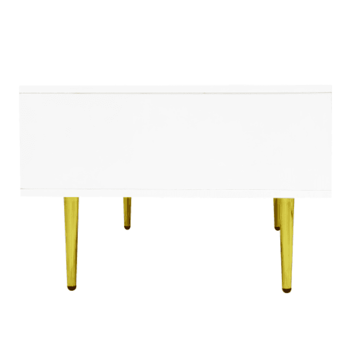 Modern High Gloss White Coffee Table with Gold Accents - image 12