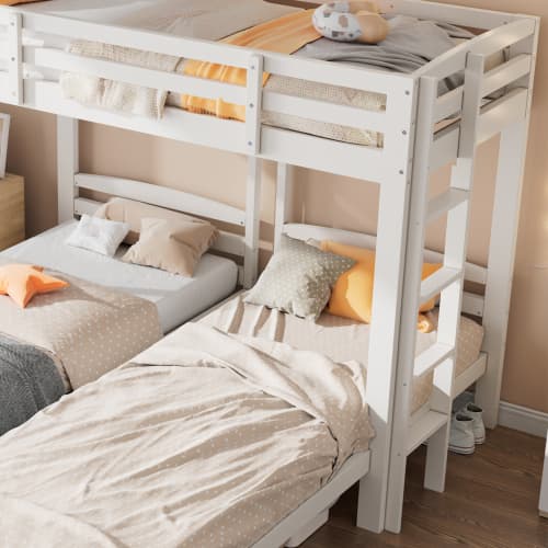 Triple Sleeper Bunk Bed for Kids & Teens - White - image 1
